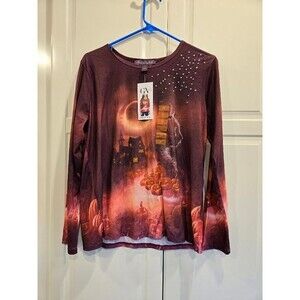 Gloria Vanderbilt Halloween Long Sleeve Graphic T-Shirt Womens Medium - New